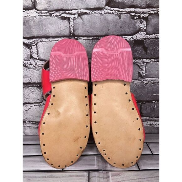 Hot Pink Patent Leather Handmade Ankle Strap Clogs Shoes Women Sz 38EU/7.5M US - Picture 14 of 16